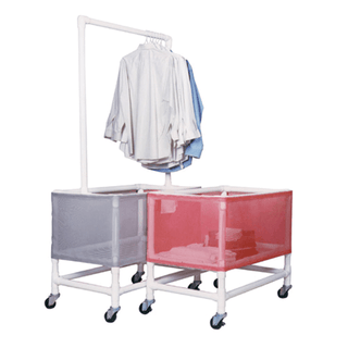 MJM LINEN HAMPER "200" SERIES & LINER BAGS - Laundry Basket, Large Capacity 4 Bushels, Double Pole Rack, 3" x 1" Heavy Duty Casters, Threaded Stem | Quantity - 1x EA
