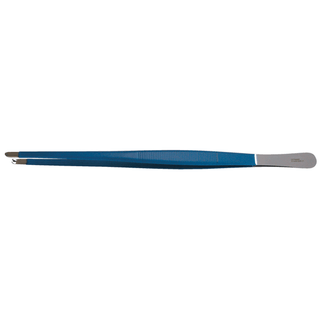 BR SURGICAL DRESSING FORCEPS - Dressing Forcep, Serrated, Coated Tip, 8" | Quantity - 1x EA