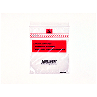 LK PACKAGING LAB LOC SPECIMEN BAGS - Specimen Bag, Seal-N-Rip, Removable Biohazard Symbol, Zipper Closure, 3-Wall, Clear, Printed in English, 1.75 mil, 6" x 9", 100 bg/pk, 10 pk/cs | Quantity - 1x CS