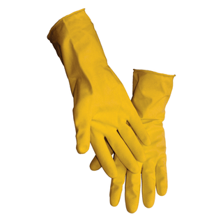HOSPECO GENERAL PURPOSE LATEX FLOCKED GLOVES - Latex Glove, Flock Lined, Yellow,  Small, 10 dz pr/cs | Quantity - 1x CS