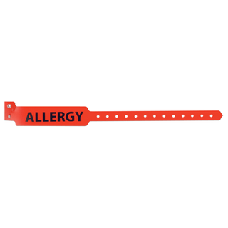 PRECISION DYNAMICS IMPRINTED ALERT BANDS - Alert Band Adult/ Ped, Allergy, Red, 500/bx | Quantity - 1x BX