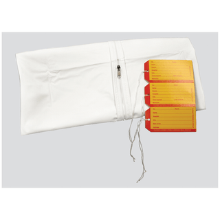 PRECISION DYNAMICS CADAVER BAGS - Adult Cadaver Bag, 36" x 90", White, Curved Zipper, 3 White & 3 Yellow ID Tags, Plus 1 Chin Strap, 2 Cellulose Pads, 2-60" Ties, 3-36" Ties & Instruction Sheet, 5 mil Vinyl, 10/cs | Quantity - 1x CS