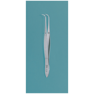 MILTEX IRIS TISSUE FORCEPS - Tissue Forceps, 4" Half Curved, Extra Delicate, 0.5mm Wide Tips | Quantity - 1x EA