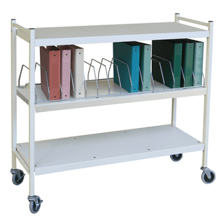 OMNIMED BEAM OMNICART CHART RACKS - Mini Omnicart For Binders, 2" Spine, Holds 5 Ring Binders Per Shelf, Chart Rack, 4 Shelves, 3 Organizers, 15 Capacity, 55"H x 19"W x 17"D | Quantity - 1x EA