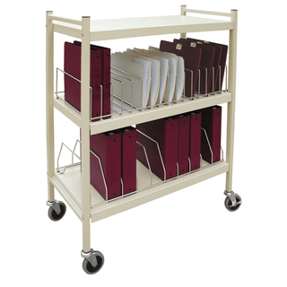 OMNIMED BEAM OMNICART CHART RACKS - Mini Omnicart For Binders, 2" Spine, Holds 5 Ring Binders Per Shelf, Chart Rack, 4 Shelves, 3 Organizers, 15 Capacity, 55"H x 19"W x 17"D | Quantity - 1x EA