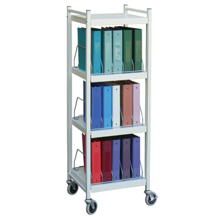OMNIMED BEAM OMNICART CHART RACKS - Mini Omnicart For Binders, 2" Spine, Holds 5 Ring Binders Per Shelf, Chart Rack, 4 Shelves, 3 Organizers, 15 Capacity, 55"H x 19"W x 17"D | Quantity - 1x EA