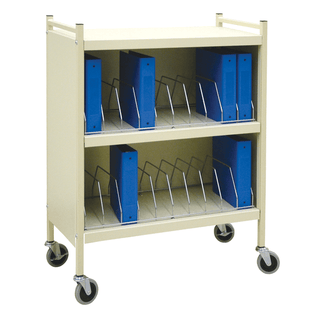 OMNIMED BEAM CABINET STYLE OMNICART CHART RACKS - Big Beam Standard Cabinet Style Omnicart For Binders, 3" Spine, Holds 8 per Shelf, 3 Shelves, 2 Organizers, 16 Capacity, 43"H x 34"W x 17"D | Quantity - 1x EA