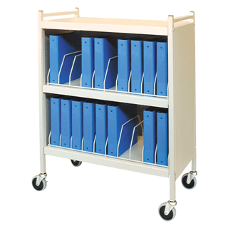 OMNIMED BEAM CABINET STYLE OMNICART CHART RACKS - Big Beam Standard Cabinet Style Omnicart For Binders, 3" Spine, Holds 8 per Shelf, 3 Shelves, 2 Organizers, 16 Capacity, 43"H x 34"W x 17"D | Quantity - 1x EA