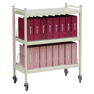 OMNIMED BEAM OMNICART CHART RACKS - Mini Omnicart For Binders, 2" Spine, Holds 5 Ring Binders Per Shelf, Chart Rack, 4 Shelves, 3 Organizers, 15 Capacity, 55"H x 19"W x 17"D | Quantity - 1x EA