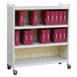 OMNIMED BEAM CABINET STYLE OMNICART CHART RACKS - Big Beam Standard Cabinet Style Omnicart For Binders, 3" Spine, Holds 8 per Shelf, 3 Shelves, 2 Organizers, 16 Capacity, 43"H x 34"W x 17"D | Quantity - 1x EA