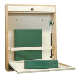 OMNIMED BEAM ELITE WALL DESKS - Wall Desk, Single Size, Manual Close, Push Button Lock, Oak | Quantity - 1x EA