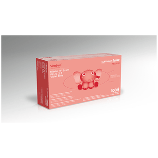 VENTYV PLUS 2.5 NITRILE POWDER-FREE EXAM GLOVES (ELEPHANT JUNIOR) - Glove, Exam, Nitrile, Powder-Free (PF), Textured, Chemotherapy Tested, Violet Blue, X-Large, 90/bx, 20 bx/cs | Quantity - 1x CS