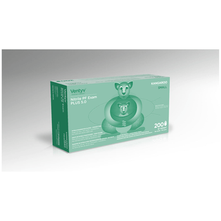 VENTYV NITRILE POWDER FREE EXAM GLOVE PLUS 5.0 (KANGAROO) - Glove, Exam, Nitrile, Powder-Free (PF), Textured Finger Tip, Chemotherapy Tested, Blue, Large, 200/bx, 10 bx/cs (60 cs/plt) | Quantity - 1x CS