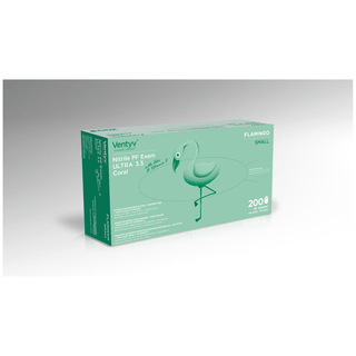 VENTYV NITRILE POWDER FREE EXAM GLOVE ULTRA 3.5 (FLAMINGO) - Glove, Exam, Nitrile, Powder-Free (PF), Polymer Coated, Aloe & Vitamin E, Textured, Beaded Cuff, Coral, Large, 200/bx, 10 bx/cs | Quantity - 1x CS