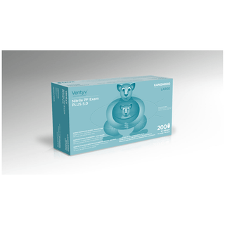 VENTYV NITRILE POWDER FREE EXAM GLOVE PLUS 5.0 (KANGAROO) - Glove, Exam, Nitrile, Powder-Free (PF), Textured Finger Tip, Chemotherapy Tested, Blue, Large, 200/bx, 10 bx/cs (60 cs/plt) | Quantity - 1x CS
