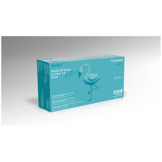 VENTYV NITRILE POWDER FREE EXAM GLOVE ULTRA 3.5 (FLAMINGO) - Glove, Exam, Nitrile, Powder-Free (PF), Polymer Coated, Aloe & Vitamin E, Textured, Beaded Cuff, Coral, Large, 200/bx, 10 bx/cs | Quantity - 1x CS