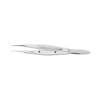 HARMS TYING FORCEPS, SMOOTH JAWS, CUR., W/PLAT.